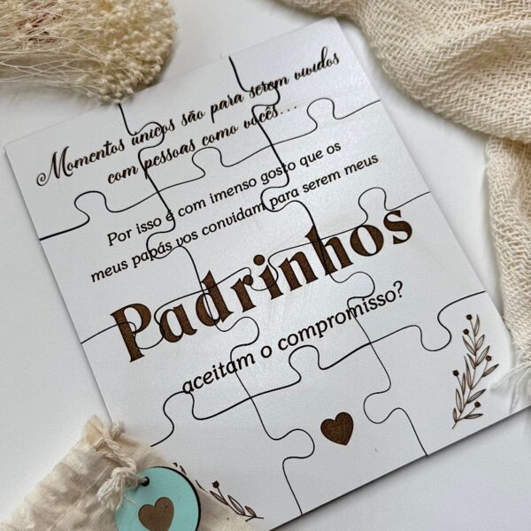 Convite puzzle para padrinhos