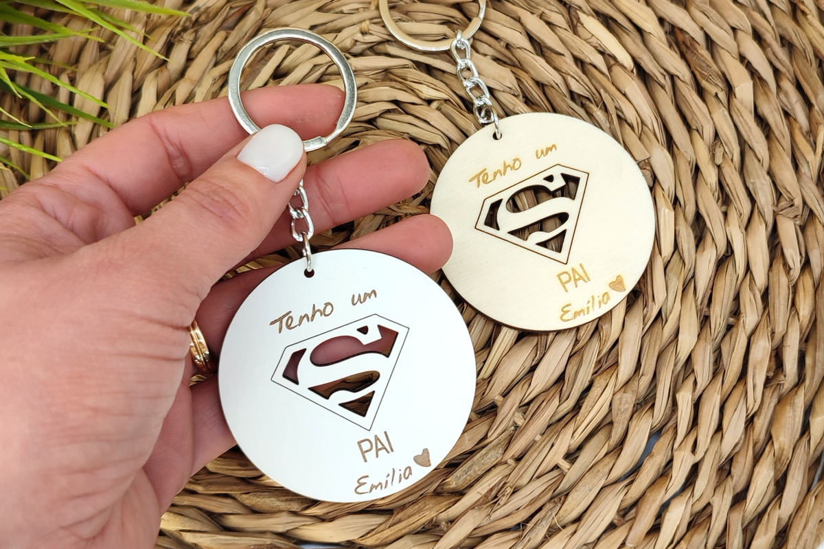 Porta chaves Redondo personalizado “Super Pai”