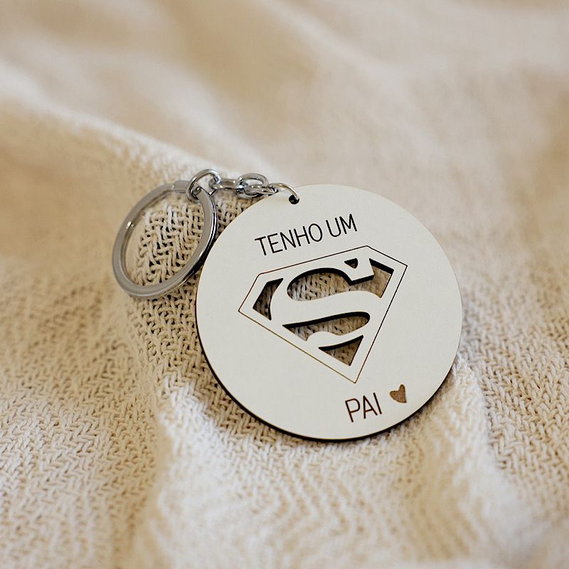 Porta chaves redondo personalizado “Super Pai”