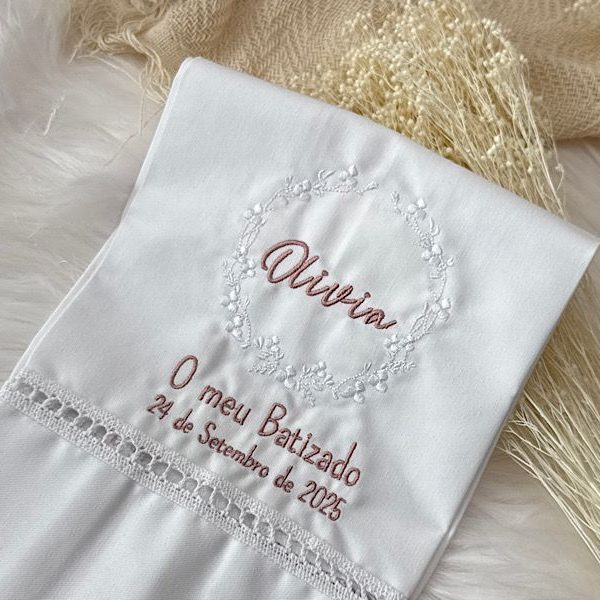 Toalha de batismo conjunto Olívia